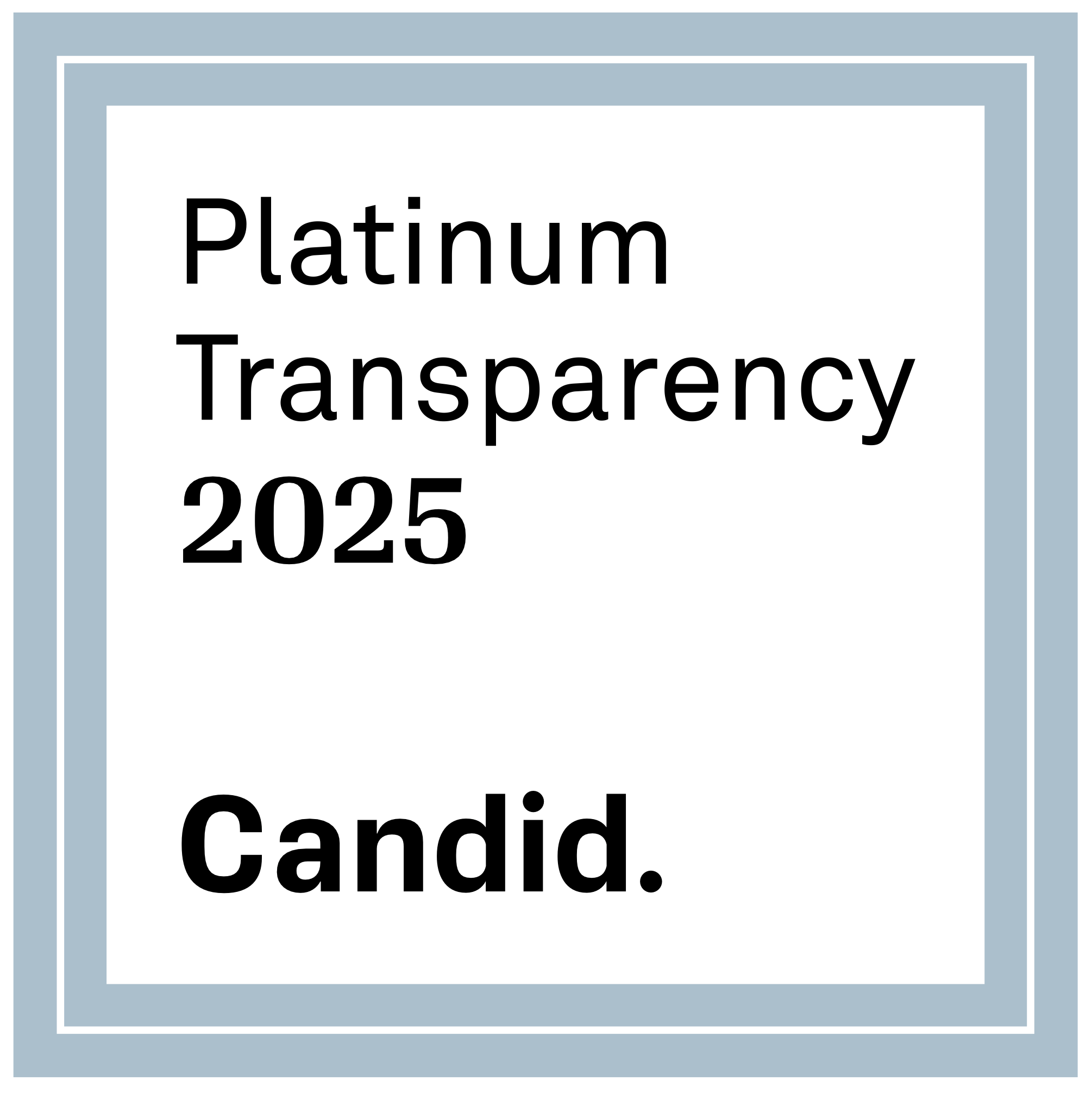 Platinum Transparency 2025 Candid badge